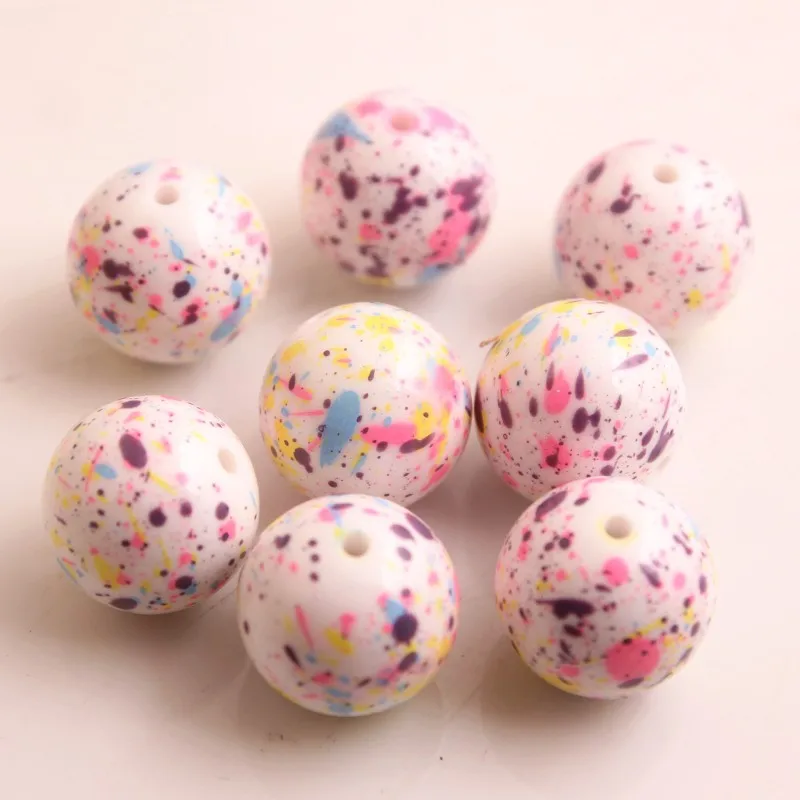 Kwoi vita 20mm 100pcs Easter Color Splash Acrylic Splatter beads for