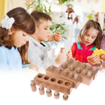 

1 Set Wooden Cylinder Montessori Socket Blocks Blocks Toy For Baby Educational Development Practice Senses