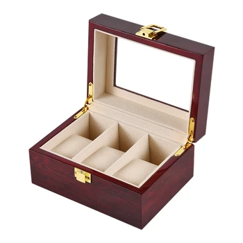 

3-Slot Wooden Watch Watch Box Rectangular Storage Box For Expensive Watch Display Series 3G