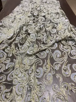 

tulle lace with glued glitter fashion Sophia-9.8517 african glitter lace fabric for party dress 5yard/lot embroidered