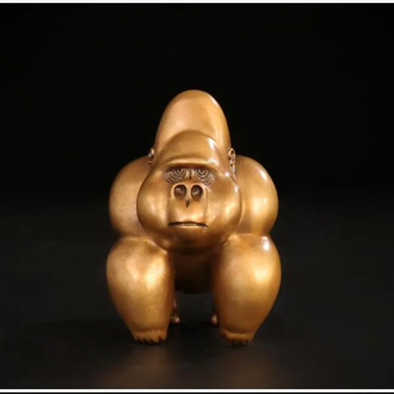 Медная Статуэтка гориллы King Kong Статуэтка животные обезьяна Искусство Скульптура Чистая медь искусство и ремесло украшение дома аксессуары R2515