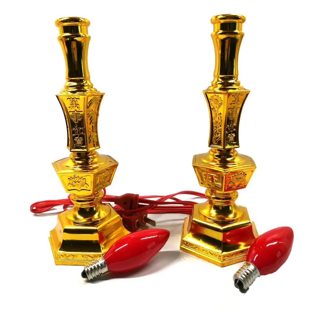 

J062 Electric Candle Light 8 Inch Red Led 2w E12 Bulb Candle Light Lotus Lamp Buddha Lamp Lotus Lamp