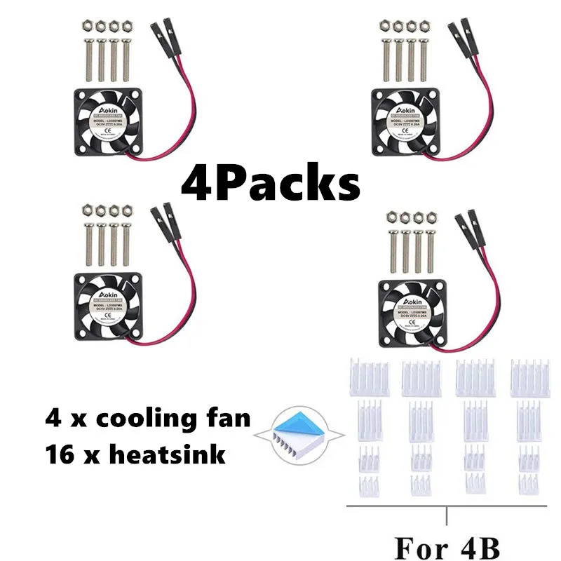 Raspberry Pi 4 вентилятора, Raspberry Pi Вентилятор охлаждения 30x30x7 мм DC 5 В Бесщеточный вентилятор охлаждения Raspberry Pi радиатор Pi 4 Модель B 3B+ Pi 3 - Цвет: 4 Packs for RPI 4