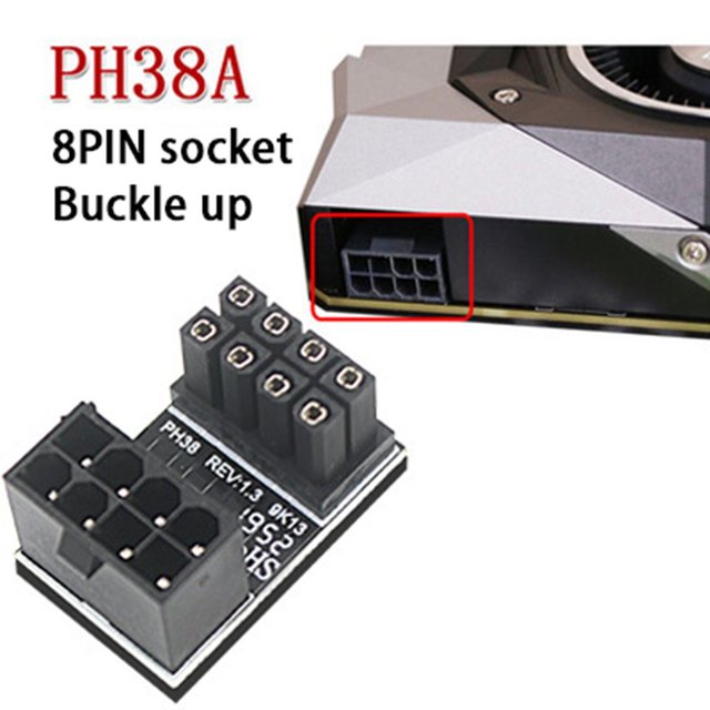 Power Steering Connector VGA PSU Adapter Elbow GPU Power Steering Connector PCIE 6pin 8pin 180 Degree Rotation