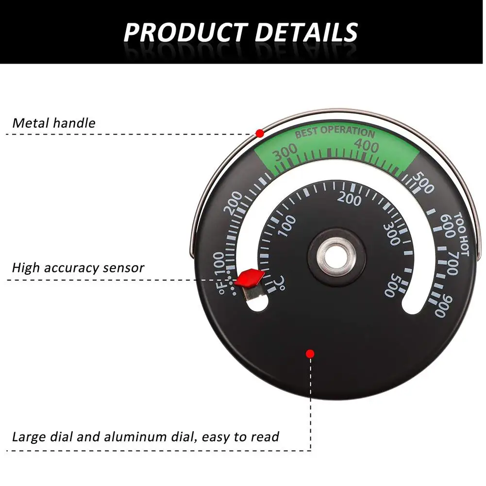 Fireplace thermometer Magnetic Stove Thermometer Fire Stove Pipe Thermometer Gauge for Chimney Pipe Oven Temperature Gauge #W0