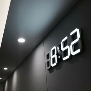 

3D LED Wall Clock Modern Design Digital Table Clock Alarm Nightlight Saat reloj de pared Watch For Home Living Room Decoration
