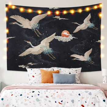 

Elk Crane Animal Wall Mounted Wall Tapestries Fabric Blanket Wall Carpet Towel for Living Room Wall Decoration large Blanket