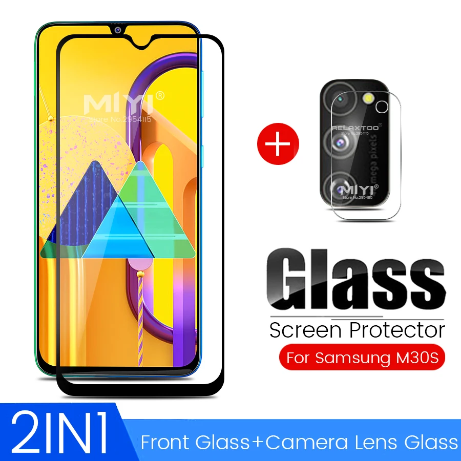 2-in-1 camera protector samsungm30s protective glass for samsung galaxy m30s m 30s sm-m307f/ds 6.4'' phone screen lens film