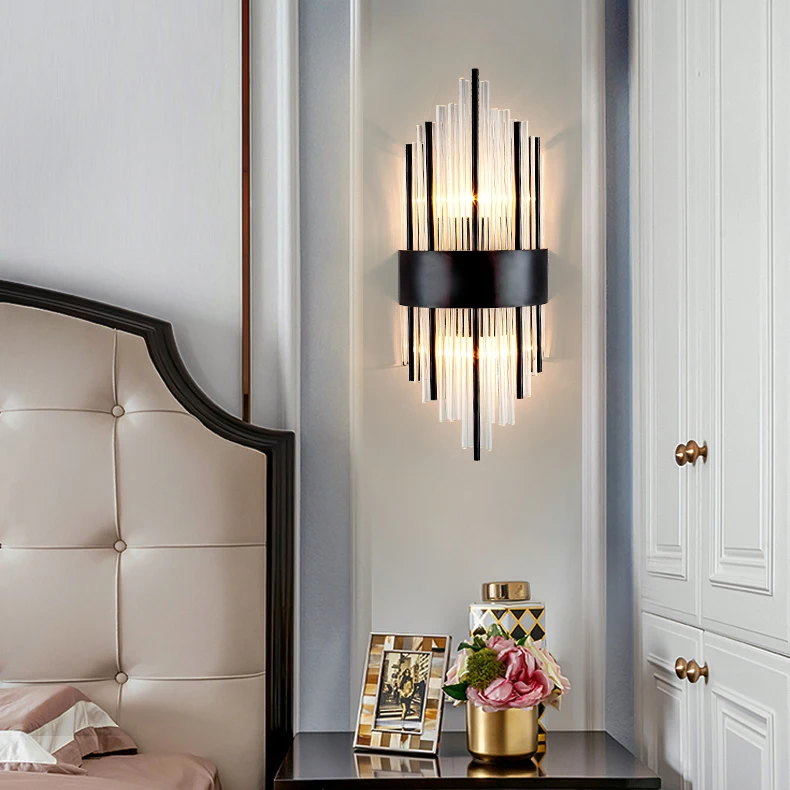

led e14 Postmodern Stainless Steel Crystal Designer LED Lamp LED Light Wall lamp Wall Light Wall Sconce For Foyer Bedroom