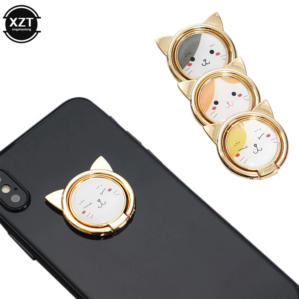 Metal Finger Ring Holder Cute Cartoon Cat Mobile Socket Stand For Iphone Xs  Xr Huawei Phone 360 Degree Rotation Foothold Support - Holders & Stands -  AliExpress