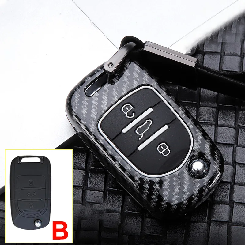 B Carbon Black Цинковый брелок для автомобильных ключей, дистанционный ключ чехол КРЫШКА ДЛЯ Baojun автомобиля 510 560 360 730 630 610 310 E100 310W 530 RS-5 аксессуары автомобильный Стайлинг - Название цвета: B Carbon Black