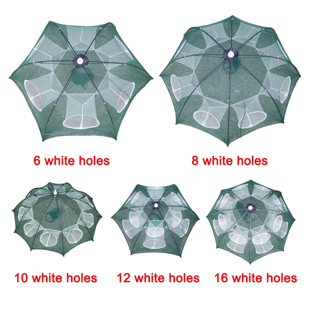 

Strengthen 6-16 Holes Automatic Fishing Net Nylon Foldable Catch Fish Trap For Fishes Shrimp Minnows Crab Cast Mesh Fishing Net