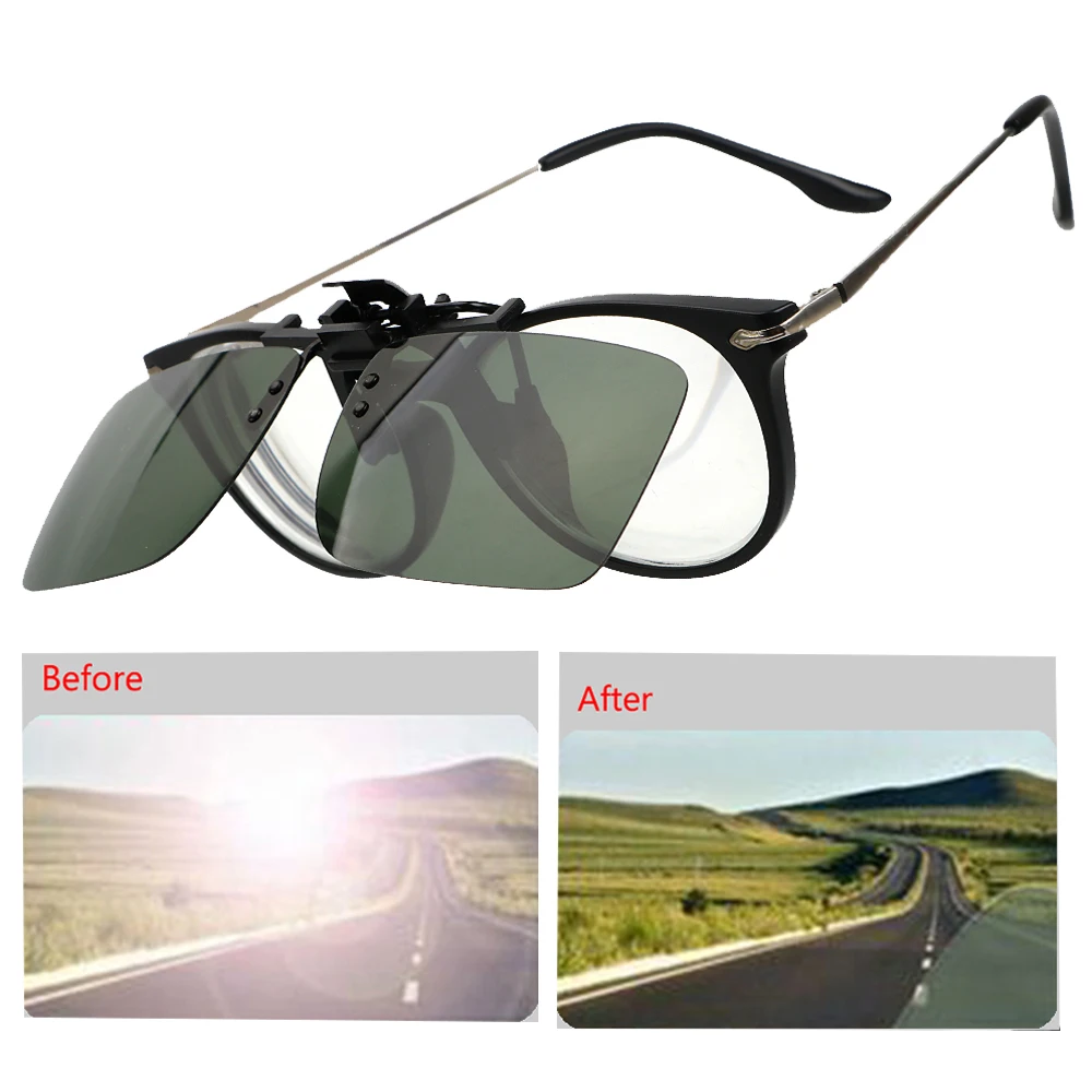 Car Driver Goggles Clip On Sunglasses Anti UVA UVB Polarized Sun