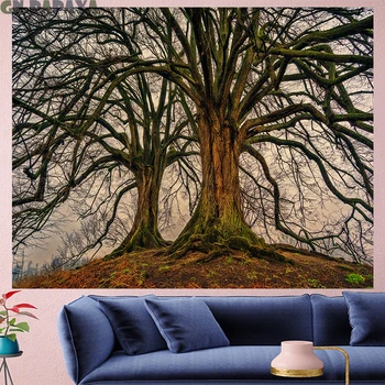 

Retro forest tapestry Scenic root Wall Hanging farmhouse decor tropical Branch goblen landscape Polyester Yoga mat