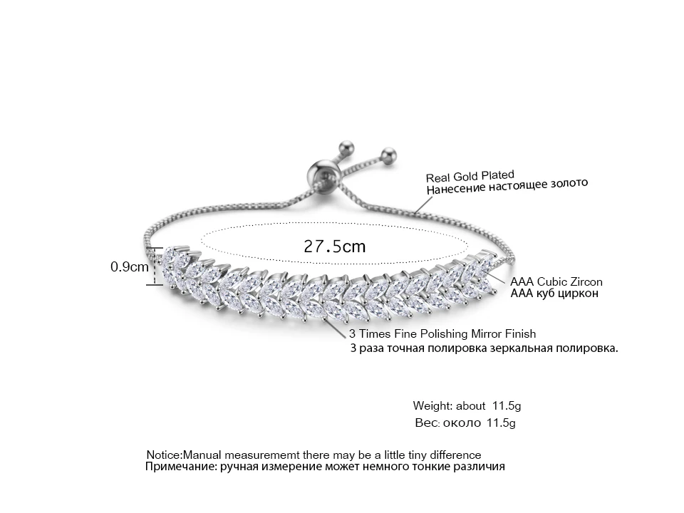 FEEHOW, новая мода, кубический цирконий, ювелирное изделие, Милый лист, шарм, CZ Кристалл, женские браслеты, браслеты для женщин, FWBP1009