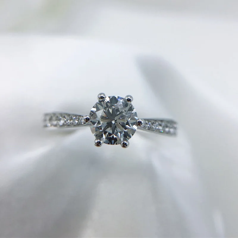 

Classic 14K White Gold 1ct 2ct 3ct 6 claw Moissanite Ring VVS1 Round Cut Engagement wedding Anniversary Ring For Women