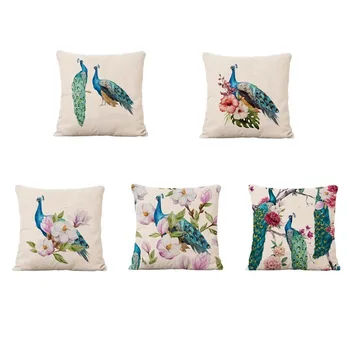 

New Peacock Peafowl Tail Flower Square soft Pillowcase Cushion Homes Pillow