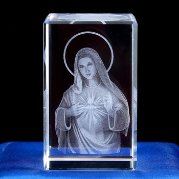 

Christian Decor 3D Laser K9 Crystal Inside carving gifts Jesus Virgin Mary Crucifix Church Souvenirs Inner engraving crafts