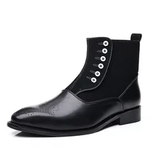 

Autumn 2021 Men Leather Stitched Martin Boots Lace Up British High Top Business Dress Boots Ankle Boots Are Hot Sellers