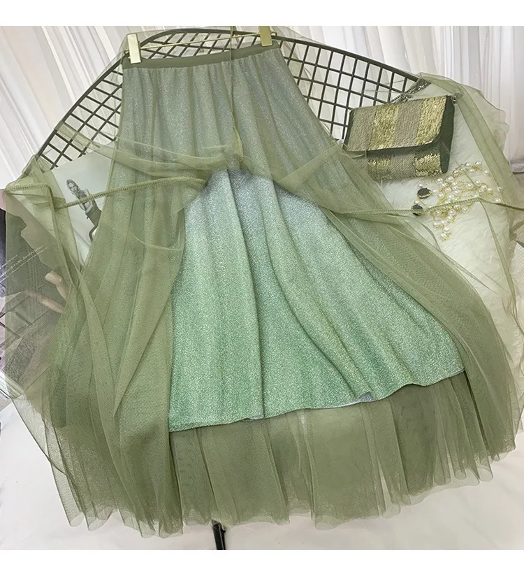 8836 длинная юбка для девочек осень зима градиент Композитный Материал градиентные юбки в складку для женщин