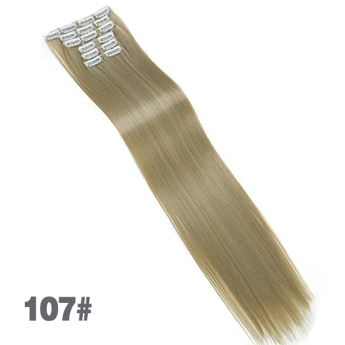 DIFEI блондинка длинные пряди для наращивания волос 6 шт./компл. из 16 клипс, 22-дюймовый Синтетические пряди для наращивания волос для Для женщин - Цвет: 107