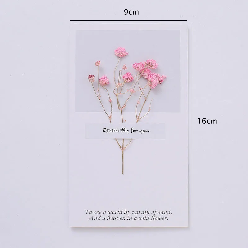 1 комплект, сушеные цветы, бумажные карты, складные пустые деревенские Gypsophila поздравительные открытки, подарок для скрапбукинга - Цвет: pink Gypsophila
