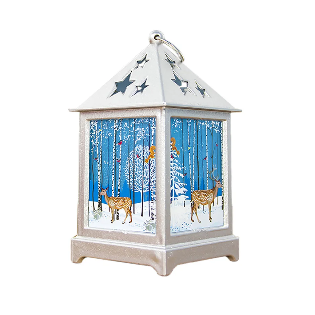Рождественский винтажный светильник в виде Санта-Клауса, снеговика, замка, подвесные украшения для вечеринки светодиодный фонарь, вечерние принадлежности, подвесной фонарь# LR3