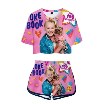

Suitable JOJO SIWA 3D Exposed Navel T-shirt+Shorts Women's Two-piece sets New Fashion summer JOJO SIWA 3D girls two-piece suits