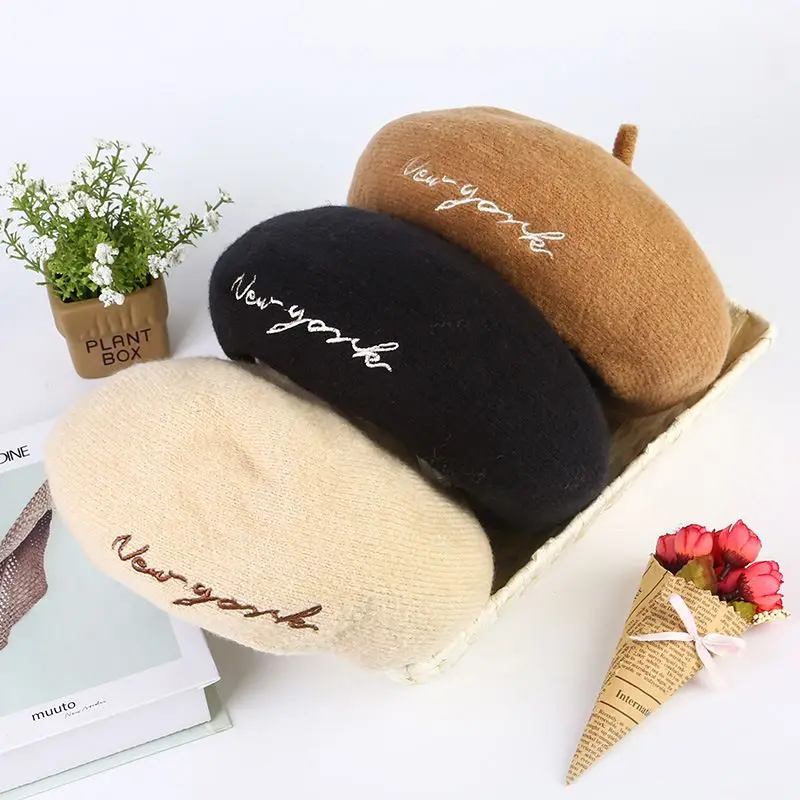 Женский берет, однотонная шапка, шапка в стиле художника, винтажные береты, однотонные кепки, женская шапка, теплая прогулочная шапка