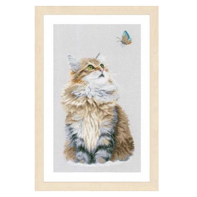 Cat and butterfly brown kitty 0171041
