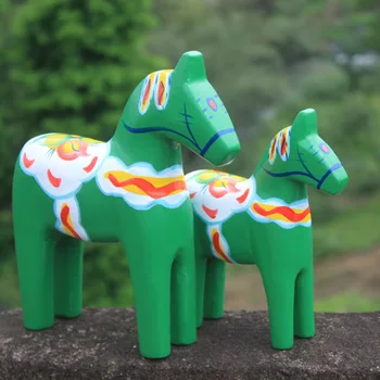 

Swedish Dalar Horse Green Wooden Horse Special Book Shelf or Cupboard Decoration