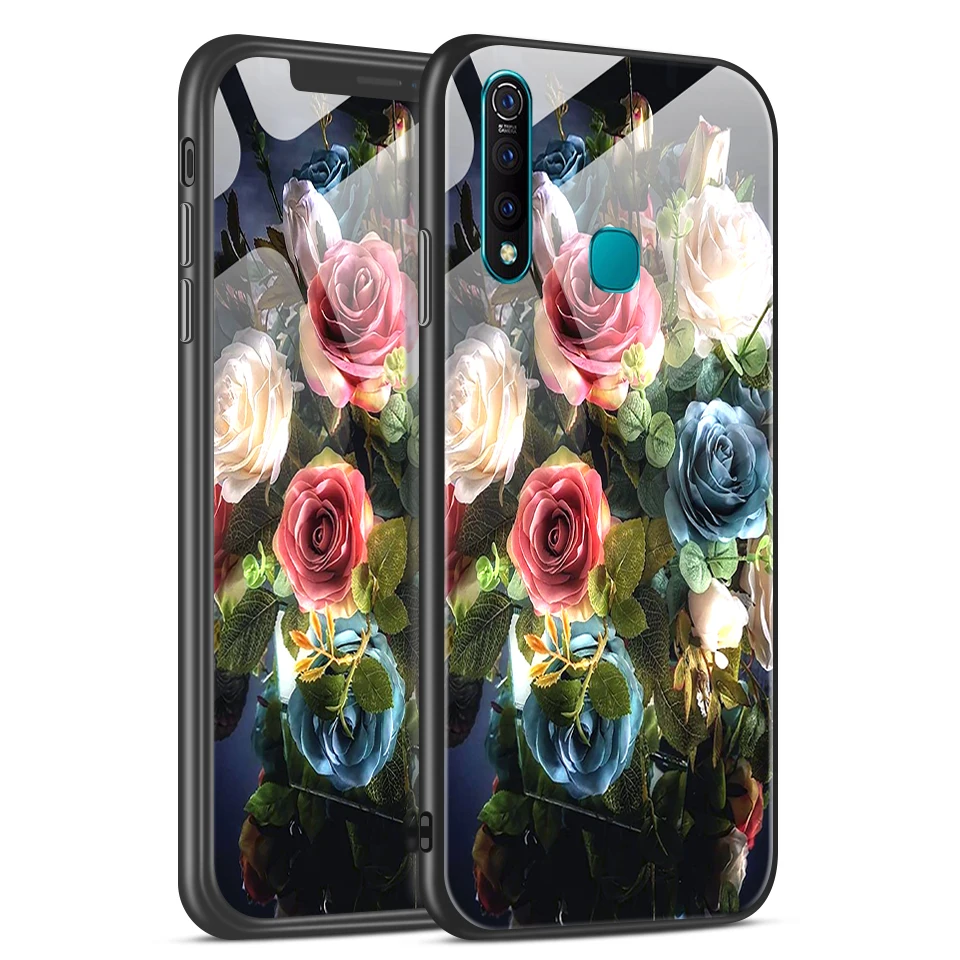 Закаленное стекло крышка для vivo Z5X/V1911A полная Защита задняя крышка для vivo S1/S1 Pro V1831A C1832A окрашенный Звездный бампер Capas - Цвет: H136