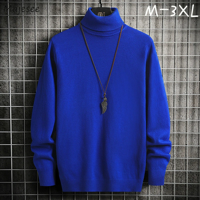 Jerseys hombres de gran tamaño 3XL, además de terciopelo grueso de manga larga de cuello alto elasticidad Chic suelto ropa interior de invierno suéteres de nuevo