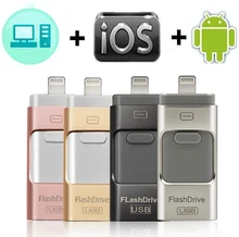 Usb flash drive para iphone & ipad & telefone android armazenamento externo 128gb relâmpago & android & usb 3 em 1 pendrive presente usb vara