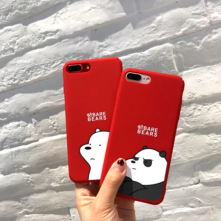 

Cute Cartoon Lovely Couple Bear Phone Case for iPhone 6 6s xs 7 7plus 8 8Plus X XR XSMAX Hard PC Frosted Touch Cover Cases Capa