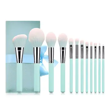 

12PCS Beauty Light Blue Makeup Brushes Set Powder Foundation Eyeshadow Make Up Brushes Cosmetics Soft Synthetic Hair Eyeliner Li
