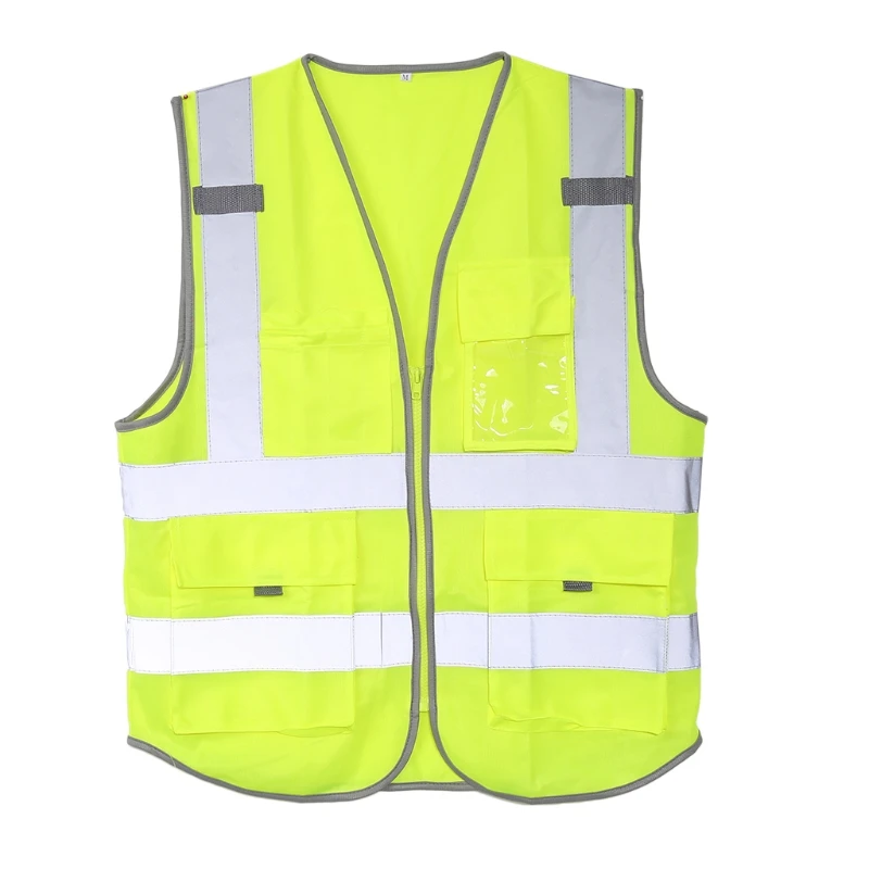 Multi Pocket Sleeveless Reflective Safety Vest High Visibility Reflecive Strips D08B