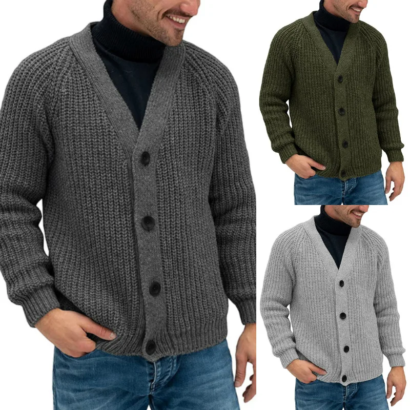 

New Brand Sweater Men V-Neck Solid Slim Fit Knitting Mens Sweaters Cardigan Male 2019 Autumn Winter Fashion Casual Coats