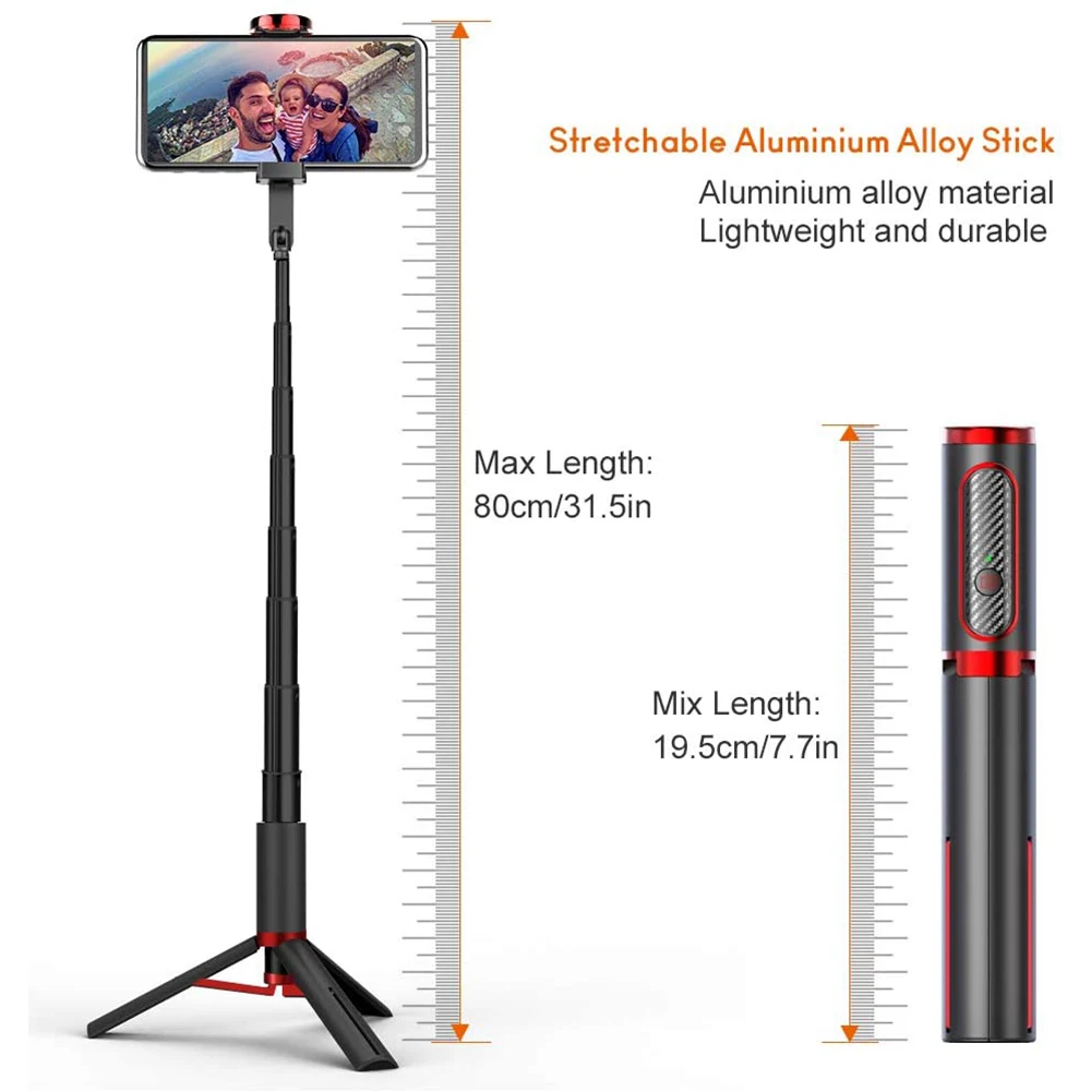 Asta selfie Bluetooth 3 in 1, treppiede e monopiede per smartphone Xiaomi, Mi, Redmi, Huawei, Honor, iPhone e Samsung._voghion.com
