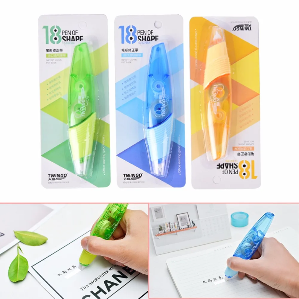 1PCS Creative Correction Tape Pen Shaped Decorative White Out School Office Supply Stationery Random Color