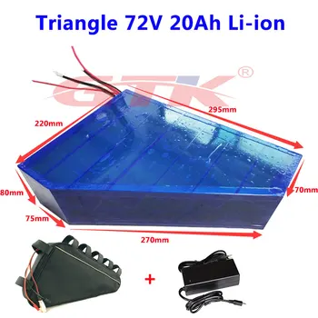 

Triangle 72v lithium battery pack 72v 20Ah battery 72v electric bike 2000w 1500w scooter kit golf cart 1000w 72v bms + charger