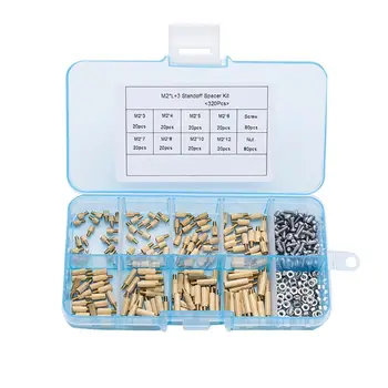 

320Pcs/set M2*L+3mm Brass Single Head Spacing Screws Security Surveillance Cameras Pillars Knurled Standoff Spacer Kit