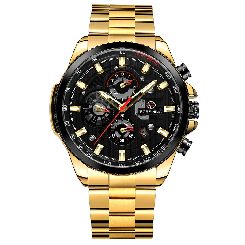 FORSINING автоматические механические мужские наручные часы военные спортивные мужские часы лучший бренд Роскошные черные скелетные водонепроницаемые мужские часы 033