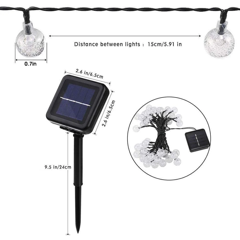 Luzes ao ar Modos à Prova Globo de Cristal com 8 Dia das Bruxas Natal Solar String Livre Led Luzes Dwaterproof Água Powered Pátio Luz 20-100 9 Natal solar string luzes ao ar livre
