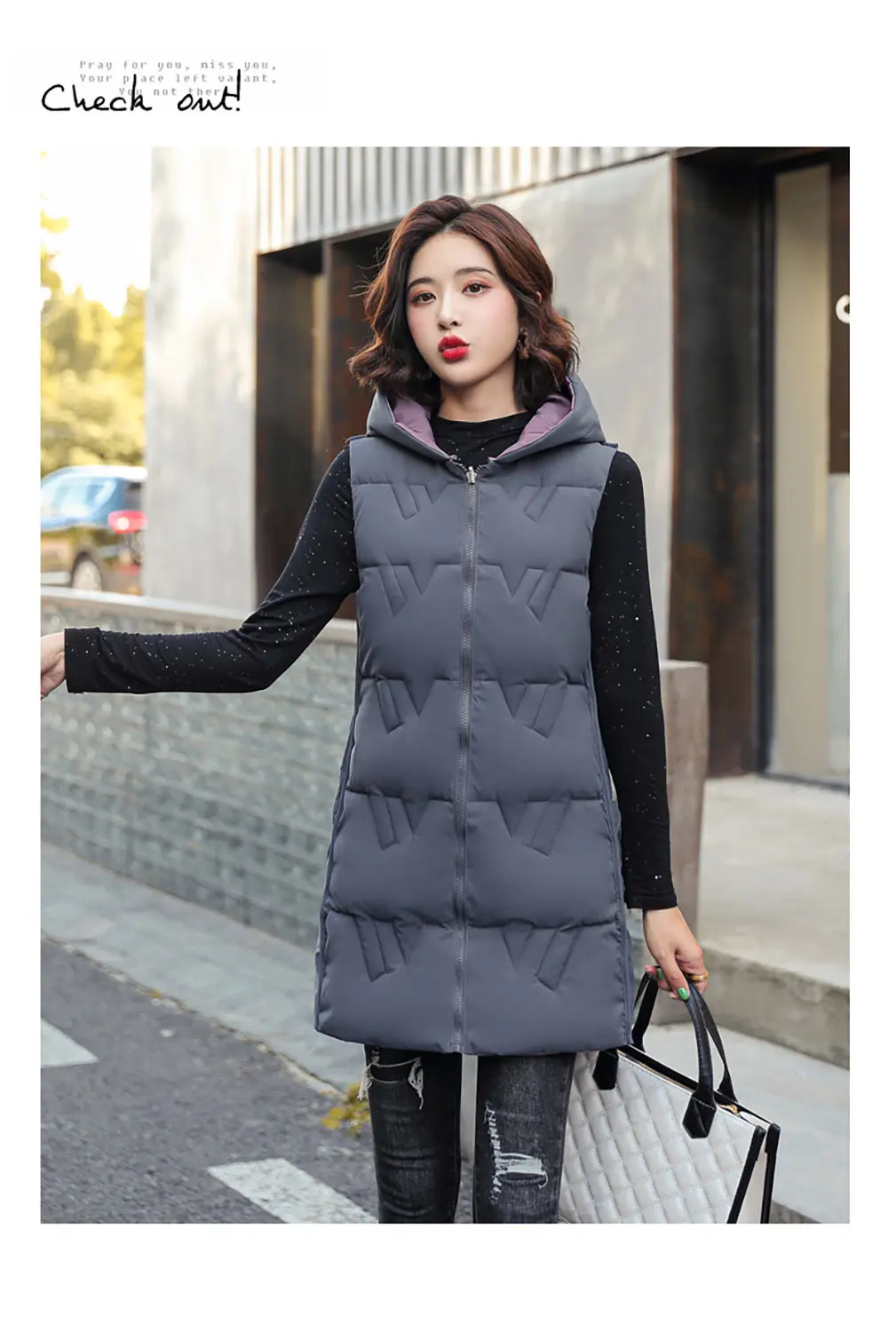 duvet coats Hooded Long Winter Vest Women Sleeveless Jacket Two Sides Wear Warm Autumn Winter Cotton Waistcoat Women Zipper Coat Outwear womens parka coat