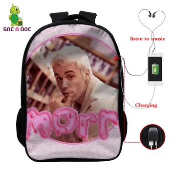 

New Arrival Justin Bieber Yummy Print Backpack Women Men Multifunction USB Charge Laptop Backpack Boys Girls School Travel Bags
