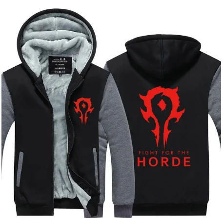 6 Новинка, зимняя теплая толстовка WOW с капюшоном, игра Dota 2, пальто ALLIANCE& Horde, куртка, пальто для мужчин, толстый флис, на молнии, светящиеся, WOW, толстовки g - Цвет: 6