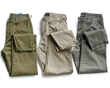 

2021 Four Seasons New American Style Woven Business Causal Pants Men's Fashion Simple Pure Cotton Washed Old Slim Straight Pants