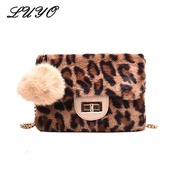 

2019 Winter Fashion Fur Small Chain Leopard Print Luxury Handbags Crossbody Bags For Women Designer Shoulder Girl Messenger Flap