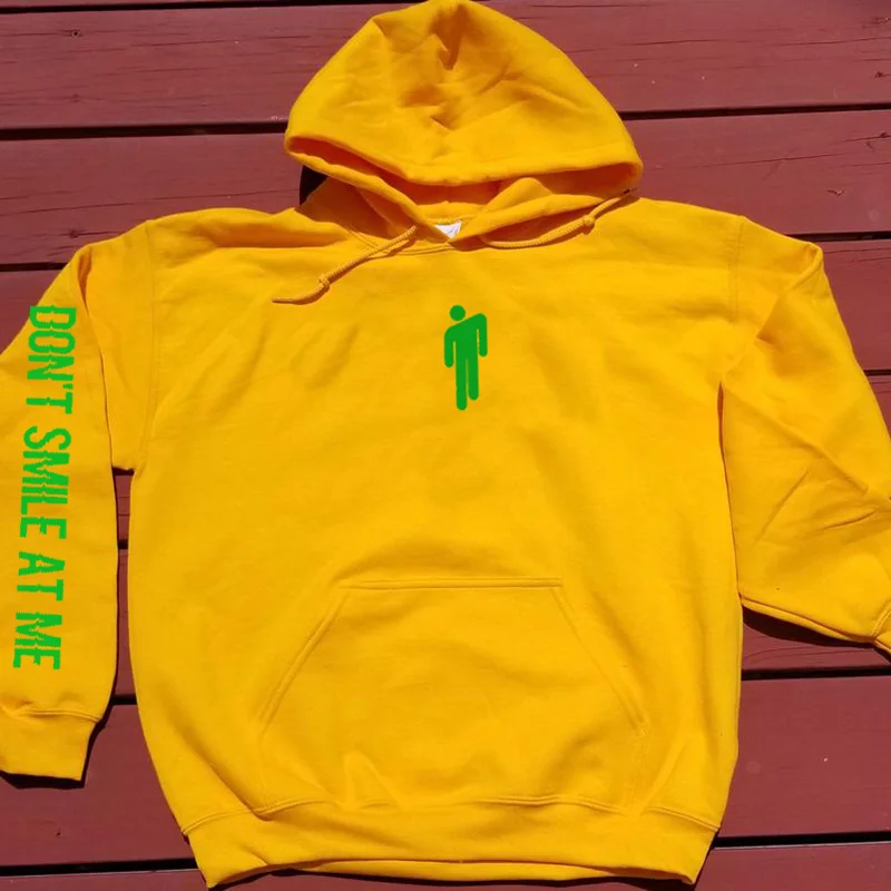 Толстовка с капюшоном с надписью Don't Smile At Me Billie Eilish, желтые и зеленые толстовки с капюшоном, Повседневный пуловер Eilish Merch, уличная одежда для женщин - Цвет: 4